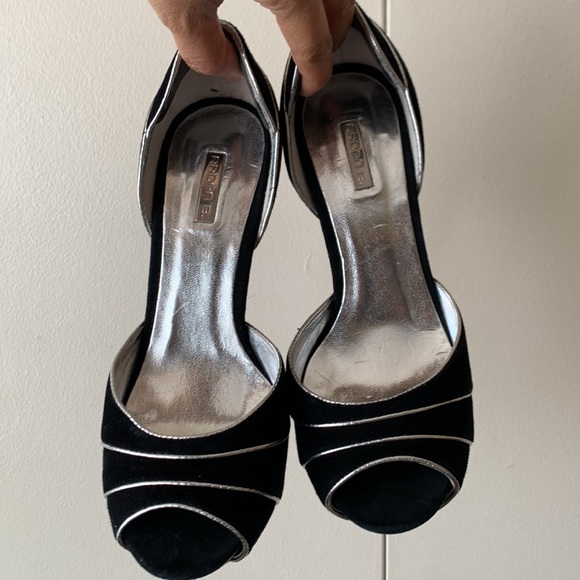 Arden B heels silver and black formal/cocktail/night out/party heels/leather - Picture 2 of 10